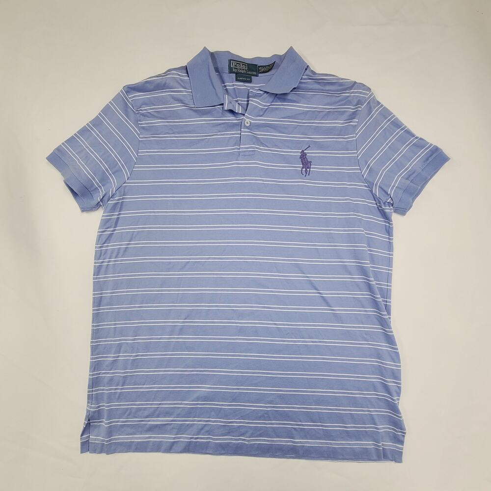 Polo by Ralph Lauren Men's Polo Shirt Light Blue Logo Pima Cotton Pony Logo L